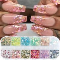 12Grillas De Brillo Holográfico Para Uñas En Rosa Oro Y Plata Decoraciones De Artículos De Manicura Con Lentejuelas Paillettes Spangles Slices - details 0