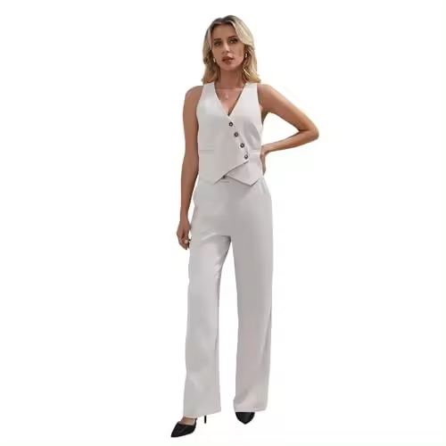 Set de 2 piezas verano - Top sin mangas y pantalón recto casual - 1