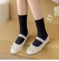 Calcetines De Mujer Color Sólido Primavera Verano Malla Hueca Calcetines Largos Respirables Casual Blancos Delgados Cómodos - details 2