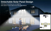 Luces Solares Con 278LEDs 4 Cabezas Ajustables Y 3 Modos De Iluminación IP65 Impermeables Para Seguridad Exterior Jardín - details 1