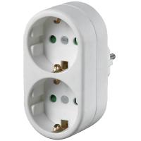 2*Adaptador 2 tomas Schuko, adaptador 2 enchufes, ladron doble frontal, enchufe multiple con 2 tomas, ladron de enchufes 2 x 16A, con proteccion para niños, max 3680W, color blanco, Don Feliz - details 2