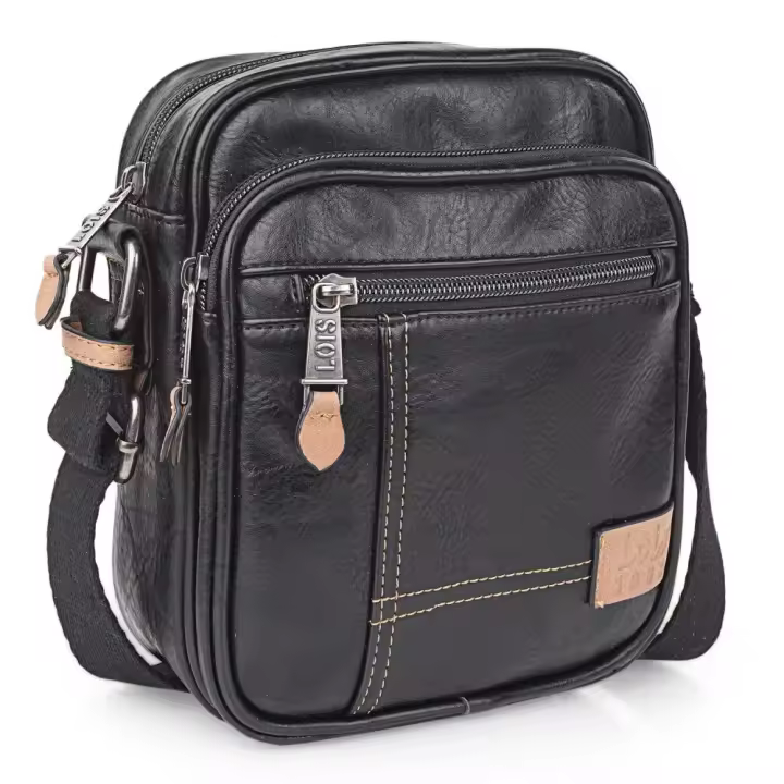 Bolso Bandolera Doble Hombre Warren Lois Negro - 1