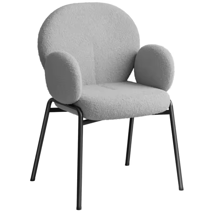Tectake - Juego de sillas Scandi tapizadas, con tela bouclé  Set de cómodas sillas de comedor de estilo escandinavo  Tapizado de agradable tela bouclé con un acolchado suave de espuma  Asiento, respaldo y reposabrazos de amplias dimensiones - 1