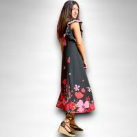 Vestido Paula Anabel Lee Mujer | Floral Rojo Rosa Asimétrico | Tejido Mágico Tirantes Volantes - details 2