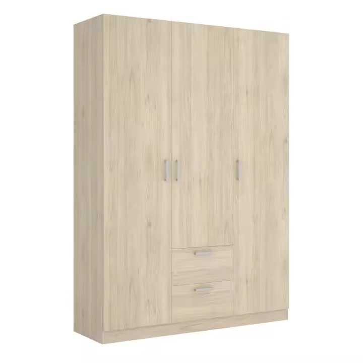 Armario 3 Puertas + 2 Cajones Baltik Natural - Armario Espacioso 215x150x52 cm Armario para dormitorio - Fabricado en España - Melamina Alta calidad - Somnia Descanso - 1