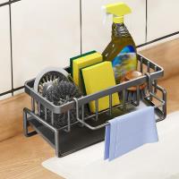 Organizador De Fregadero De Cocina Estante De Drenaje ABS Plástico Porta Esponja Y Toalla Soporte Para Enjuague Rápido Y Basta De Cocina - details 0