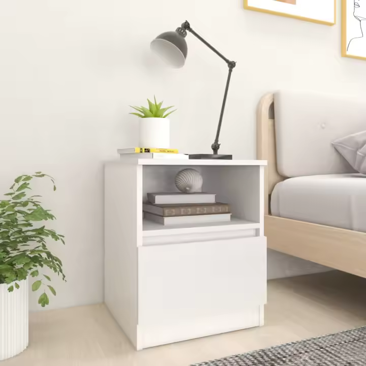 Mesitas de noche 2 uds madera contrachapada blanco 40x40x50 cm - 1