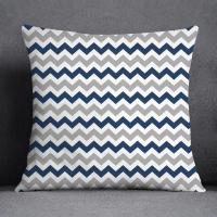 Funda De Cojín De Poliéster Con Patrón Geométrico En Azul Y Gris Suave Para Sofá Decoración Del Hogar Cojín De Viaje - details 6