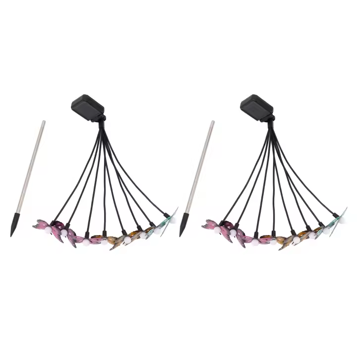 juegos de luces solares de mariposa para el suelo, 8 cabezas, coloridas, para patio, césped, pasarela, decoración - 1