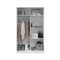Meimon Armario de 2 puertas correderas fabricado con tablero de partículas melaminizado tipo E1 de 15 mm de espesor, con cantos PVC de 0,6 mm, trasera MDF lacada blanca de 3 mm, incluye barra de colgar de aluminio extraíble, guías correderas ABS - details 1