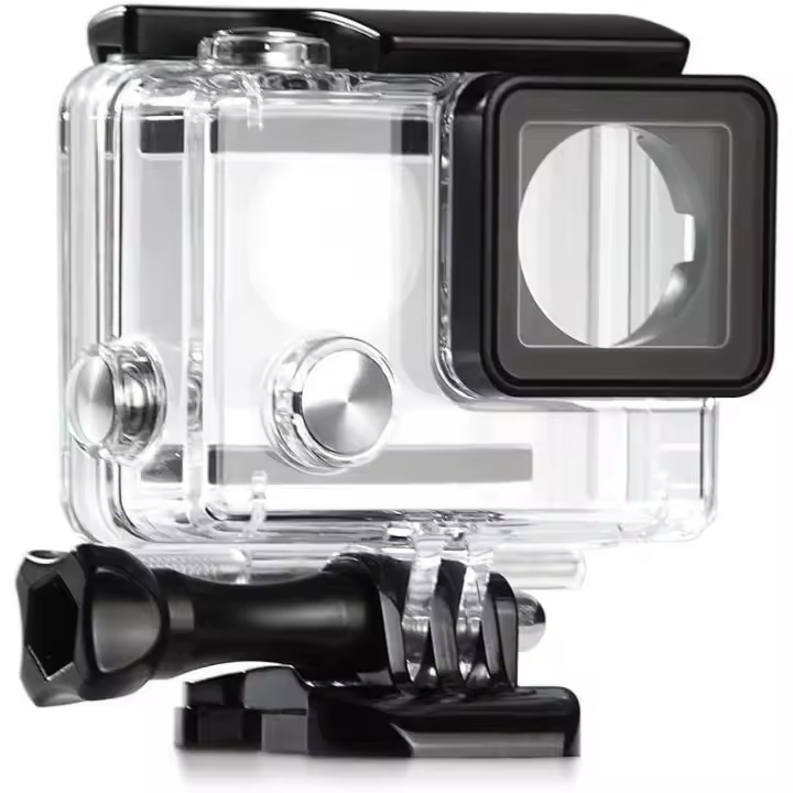 Carcasa impermeable con lente para cámara GoPro Hero 3 + Hero 4, Funda impermeable para GoPro Hero 4 3 Plus, Action Camera con tornillos de fijación y base Protección bajo el agua hasta 40m (Nota: GoPro 3 no es Adecuada) - 1
