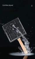 Shovel De Arenero Para Gatos Con Mango De Madera Y Gancho Portátil Escobilla De Acero Inoxidable Herramienta De Limpieza Para El Toilete De Gatos - details 7
