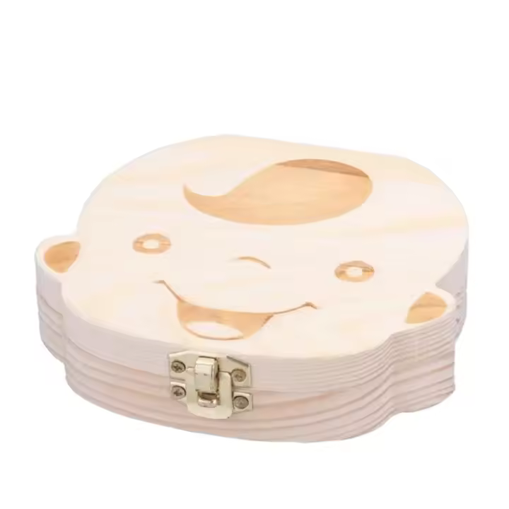 Caja De Dientes De Bebe 1PC Organizador De Dientes En Madera Para Niños Y Niños - 1