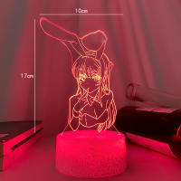 Lámpara Nocturna LED 3D Ilusión ANIME BUNNY GIRL SENPAI MAI SAKURAJIMA KAWAII Cambio De Color Multi Para Regalo De Navidad - details 10