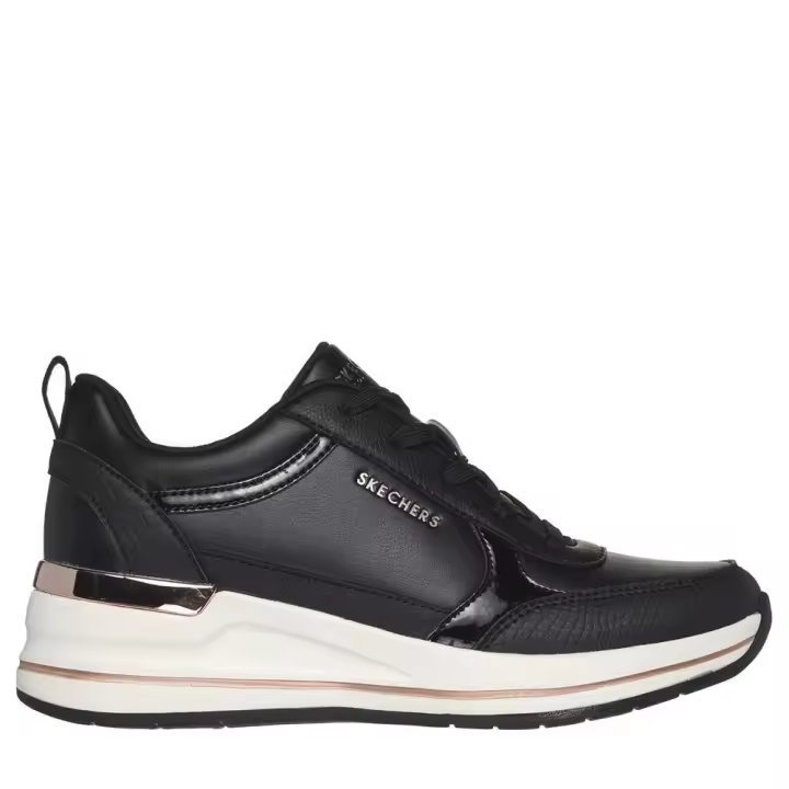 Skechers Cómoda Deportiva Mujer BILLION - FINE SHINE Negro Tejido Piel - 1