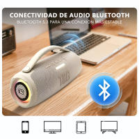 Altavoz Potente Inalámbrico Portátil Bluetooth T&G TG-418, Impermeable, 50W, SubWoofer Graves, Iluminación RGB LED, Conexiones USB (Tipo-C), Aux, Radio FM - Negro, Gris, Camuflaje - details 3