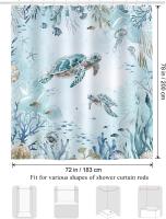 Cortina de Ducha Tortuga Marina Océano Azul Bajo El Mar Cortinas de Baño de Poliéster Impermeable Antimoho Lavable Cortina Ducha 180x200 cm con 12 Ganchos - details 6