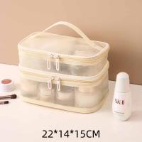 Bolsa de Viaje para Cosméticos y Cuidado de la Piel Organizador de Maquillaje en Malla Contenedor de Plástico para Mujeres y Hombres Bolsa de Baño Estilo Casual con Cierre de Cremallera - details 0