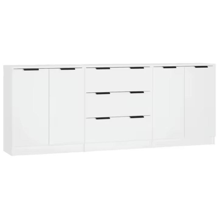 vidaXL APARADOR DE 3 PIEZAS MADERA CONTRACHAPADA BLANCO - 1