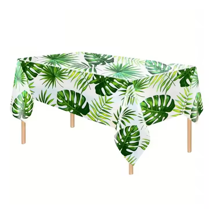Mantel De Cumpleaños Con Hojas De Palma Juego En El Bosque Material Plástico Impermeable Y Resistente Al Aceite Para Fiestas - 1