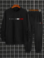 Conjunto De Otoño E Invierno Para Hombre Con Impresión De Letras De París Pantalones Largos De Cuello Redondo Deporte Cómodo - details 13