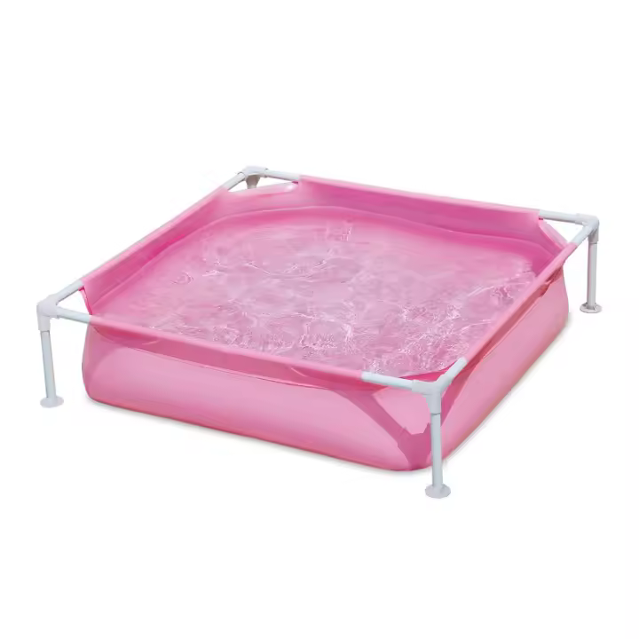 Piscina desmontable infantil Solmar tubular rosa 122x122x30,5 cm – piscina para niños fácil de montar - 1