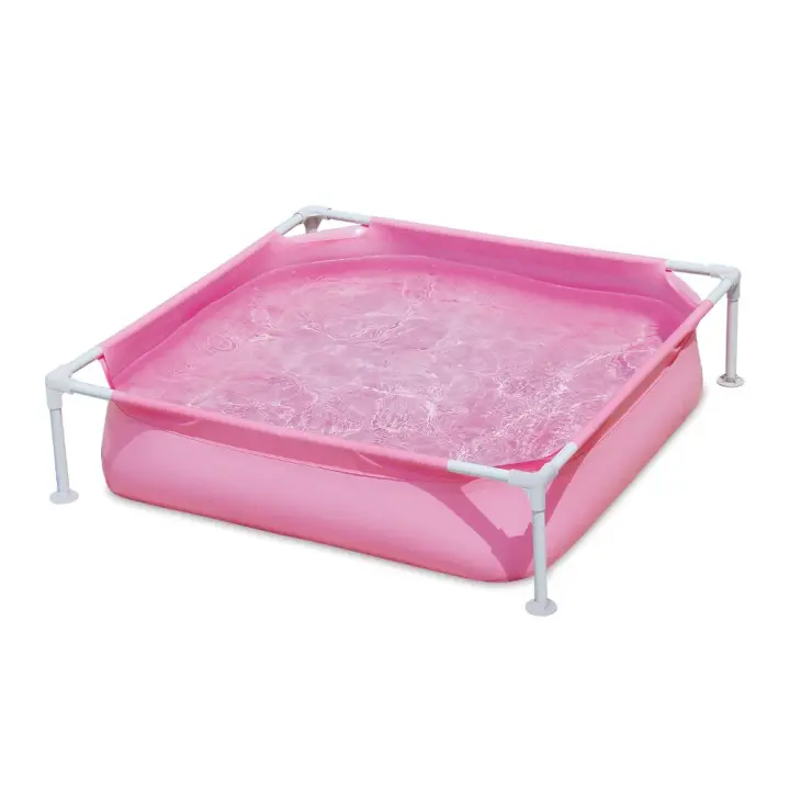 Piscina infantil y para mascotas 122x122x30,5 cm rosa | Tubular fácil montaje y desmontable - 1