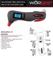 WORGRIP POWER TOOLS WORGRIP Manómetro Digital Multifunción LED con Válvula de Cierre Automático - details 0