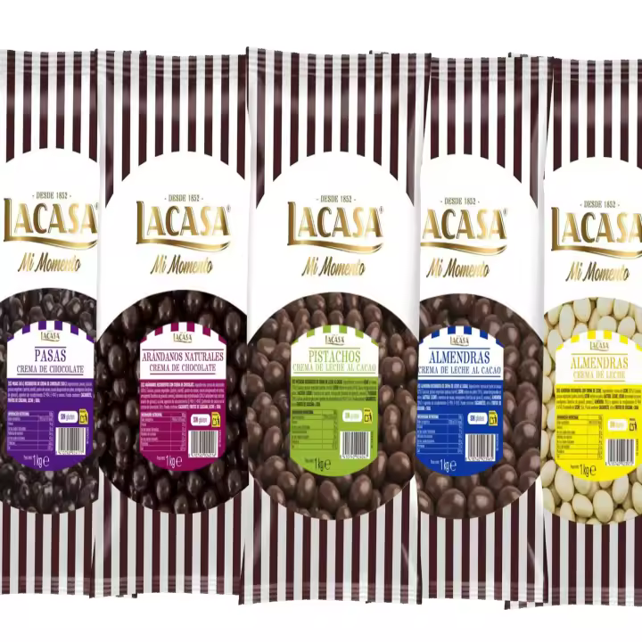 Lacasa pack 5kg deliciosas bolas de frutos secos con chocolate: Pasas de Corinto Negro,Almendra Leche,Almendra Blanco,Arándanos Negro,Pistachos Leche - 1