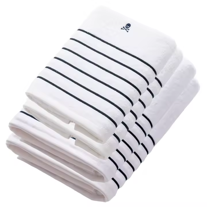 Scalpers Home Set de 4 toallas: 2 de lavabo (100x50) y 2 de ducha (150x90), 100% algodón, 550GSM, gris con rayas - 1
