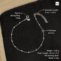 Tobillera de plata de ley italiana para mujer 925 | Tobilleras para mujer en plata de ley | Tobilleras de plata de ley para mujer | Tobillera de plata 925 ajustable - details 2