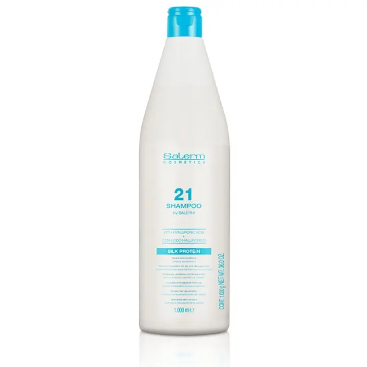 Champú Salerm 21 con Ácido Hialurónico - Hidratación Máxima para Cabellos Secos y Dañados - 1000ml - 1