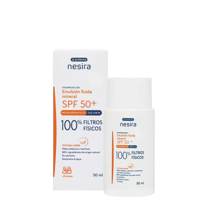 Nesira Emulsión fluida mineral SPF50+ 50 ml, Acofarma - 1