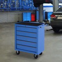 HOMCOM Carro Caja de Herramientas Taller Movil con 5 Cajones 4 Ruedas Chapa de Acero Azul - details 2