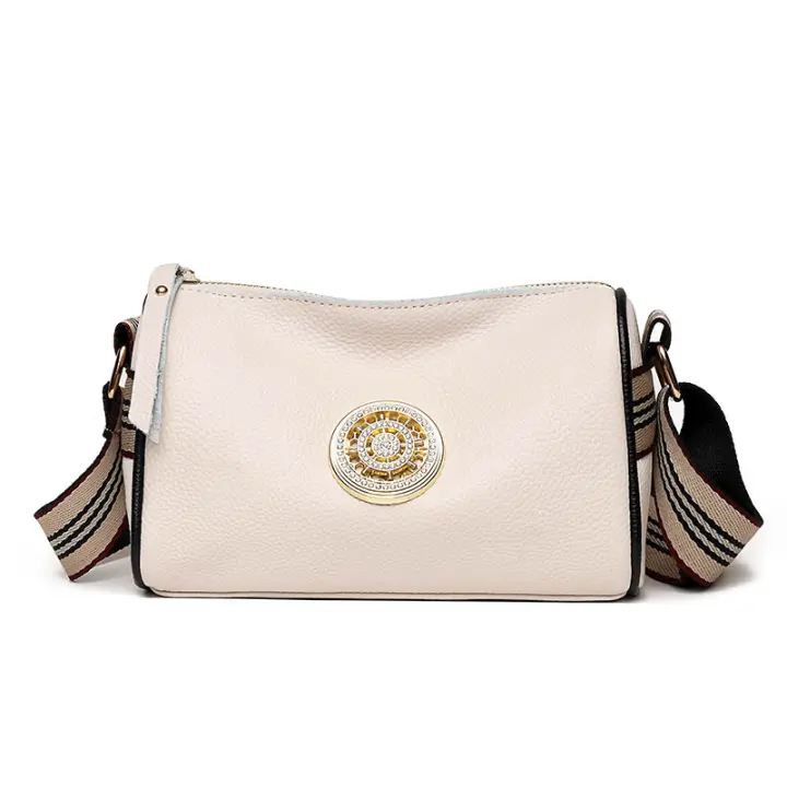 Bolso de mujer de Piel Auténtica, Modern Bolso bandolera de un solo hombro, Primera capa de Piel de Vaca, Bolso de almohada, Bolso de Hombre ancho para Mujer - 1