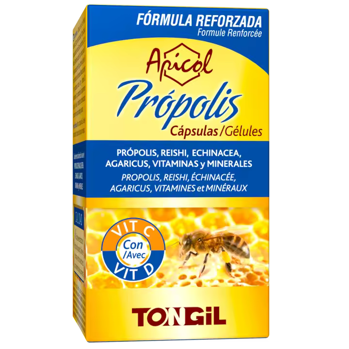 Cápsulas Apicol Própolis Refuerza Defensas Cobre Hierro  Reishi Agaricus  Vitamina C y D  40 Cápsulas de TONGIL - 1