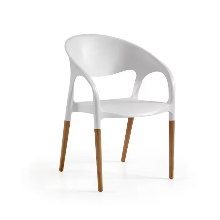 Sillón MOON, madera, polipropileno blanco - 1