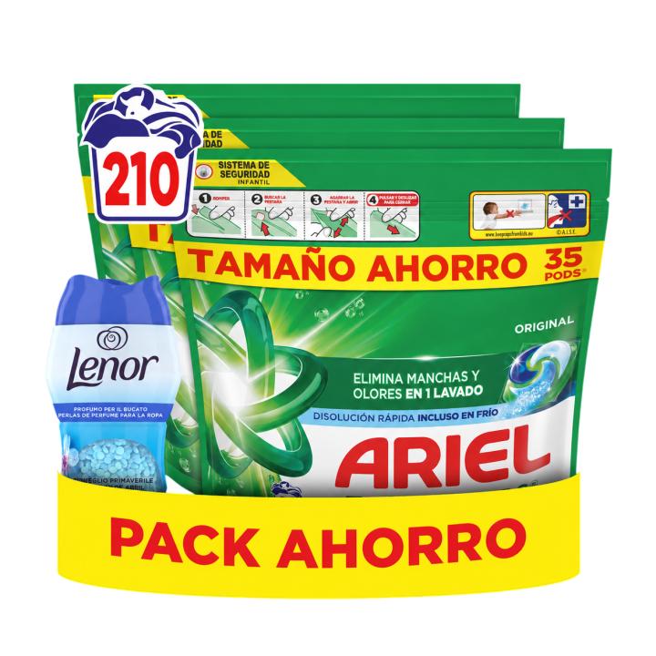 Ariel Pods Original con Perlas Perfumadas - Pack Ahorro Múltiples Lavados