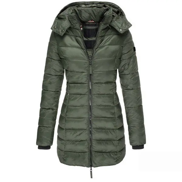 Chaqueta de Pluma plegable Ligera para Mujer, Abrigo Largo impermeable con capucha, con Cremallera Abrigo, ropa - 1