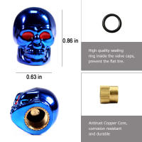 AUTCOAT 4Pcs/set Tapones De Válvula De Neumáticos Estilo Calavera Universal Para Coche Moto Bicicleta Material Plástico + Cobre Antióxido - details 7
