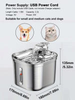 Fuente de agua de acero inoxidable para gatos, tazón de agua Ultra silencioso con Triple filtro, circulación automática, 74oz/2,2 L - details 2