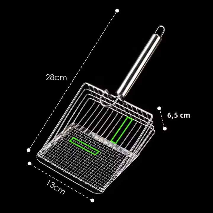 Shovel Para Basura De Gato De Acero Inoxidable Con Mango De Madera Fácil De Lavarse Y Resistente Al Desgaste Herramienta De Limpieza Del Lodo De Gato - 1
