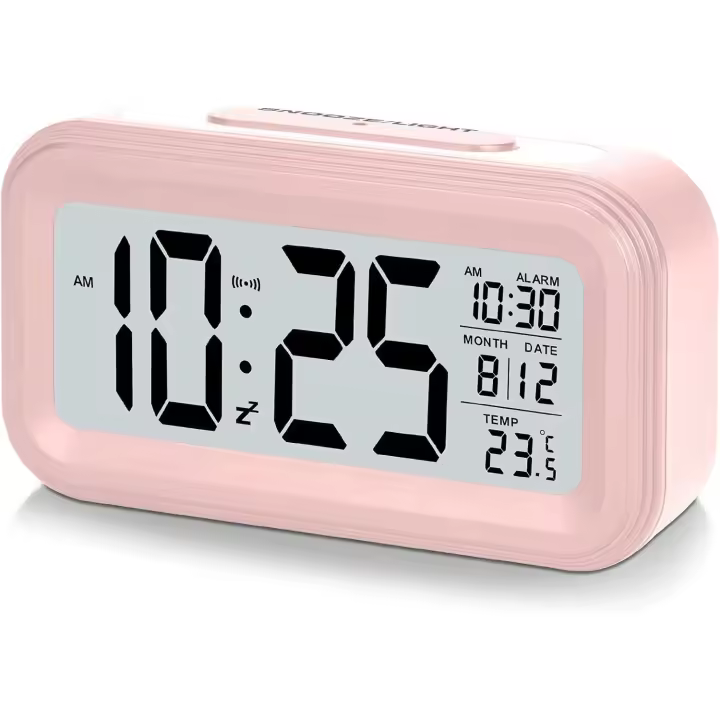 Reloj despertador digital con badería, función de repetición, - 1