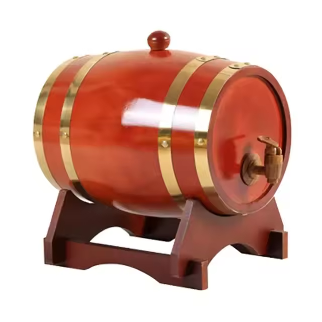Barrel De Madera Para Whiskey 3L Vintage Oak Tap Dispenser Para Ron Vino Cerveza Herramientas De Cervecería Barra Ecológico Reutilizable - 1
