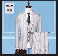 Traje De Negocios Elegante Con Chaqueta Y Pantalón Rayas Verticales Traje Tres Piezas Para Hombre Cierre Único Moda Coreana - details 12