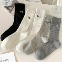 Calcetines De Malla Transpirable Para Mujer 5 Pares Calcetines Intermedios Veraniegos Delgados Con Gran Lazo Bonitos Y Cómodos - details 0
