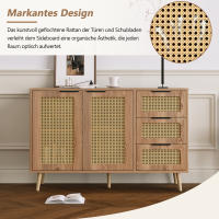 Vintage Mueble lateral de Ratón con 2 Puertas Y 3 compartimientos con mango Negro para Cocina y Sala de estar (Madera natural) - details 3