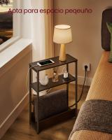 Mesa Auxiliar Estrecha con enchufe integrado, 3 Estantes y Revistero, Ideal para Espacios Pequeños en Salón, Dormitorio, Estudio - details 16