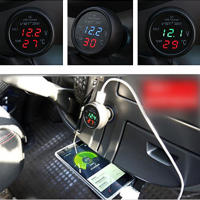 Medidor De Voltaje Y Temperatura Para Coche 3 En 1 LED LCD Dual Display 12V/24V Cargador USB Medidor De Corriente Y Voltaje De Coche - details 0