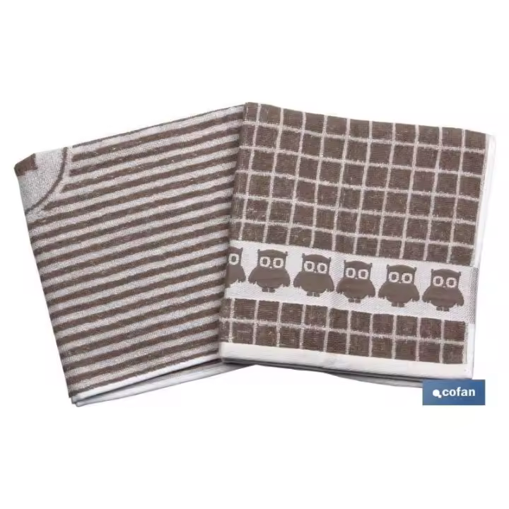 Pack 2 paños cocina 50x50 tostado - 1